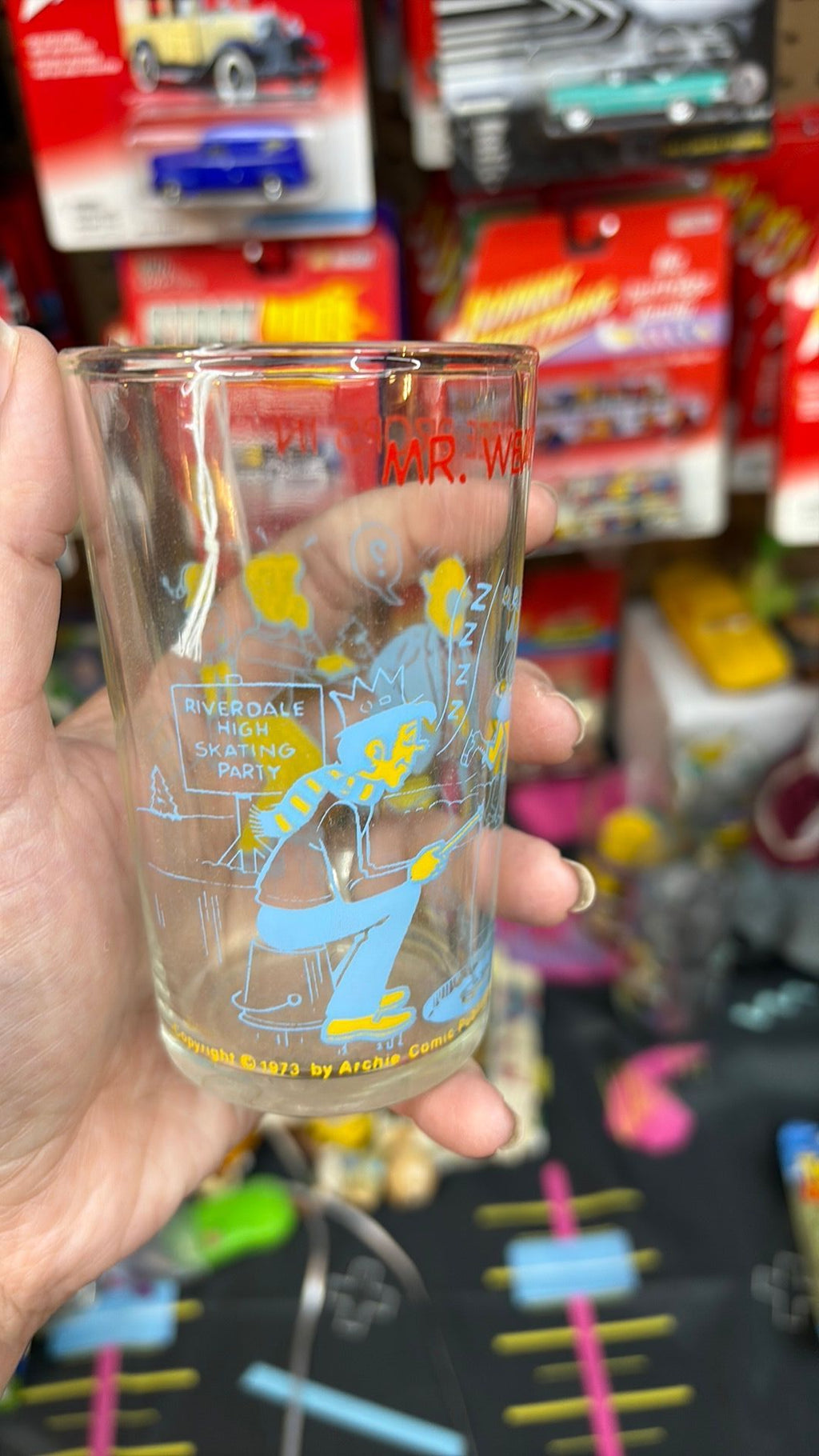 Vintage 1973 Archies Welches Juice Jelly Glass Mr Weatherby Drops In