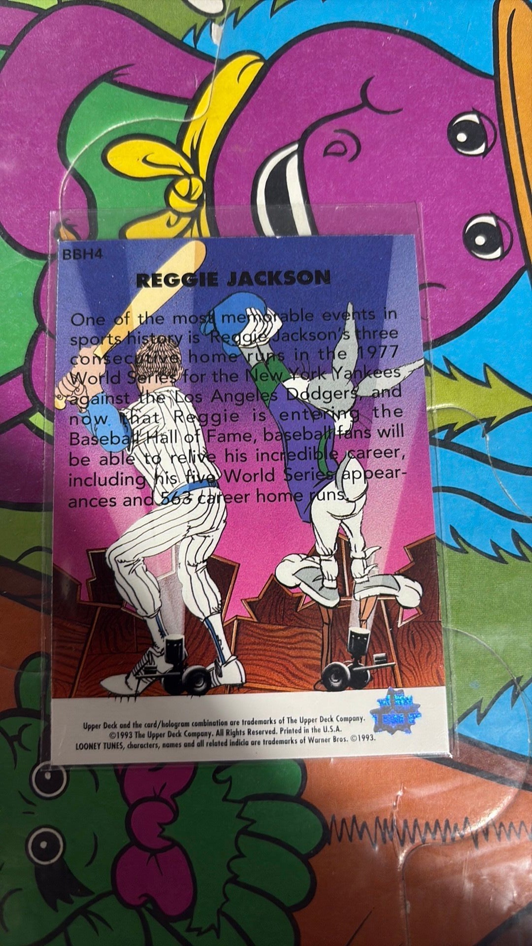 1B- Reggie Jackson 1993 Upper Deck Looney Tunes Bugs Bunny Hare #BBH4 Yankees