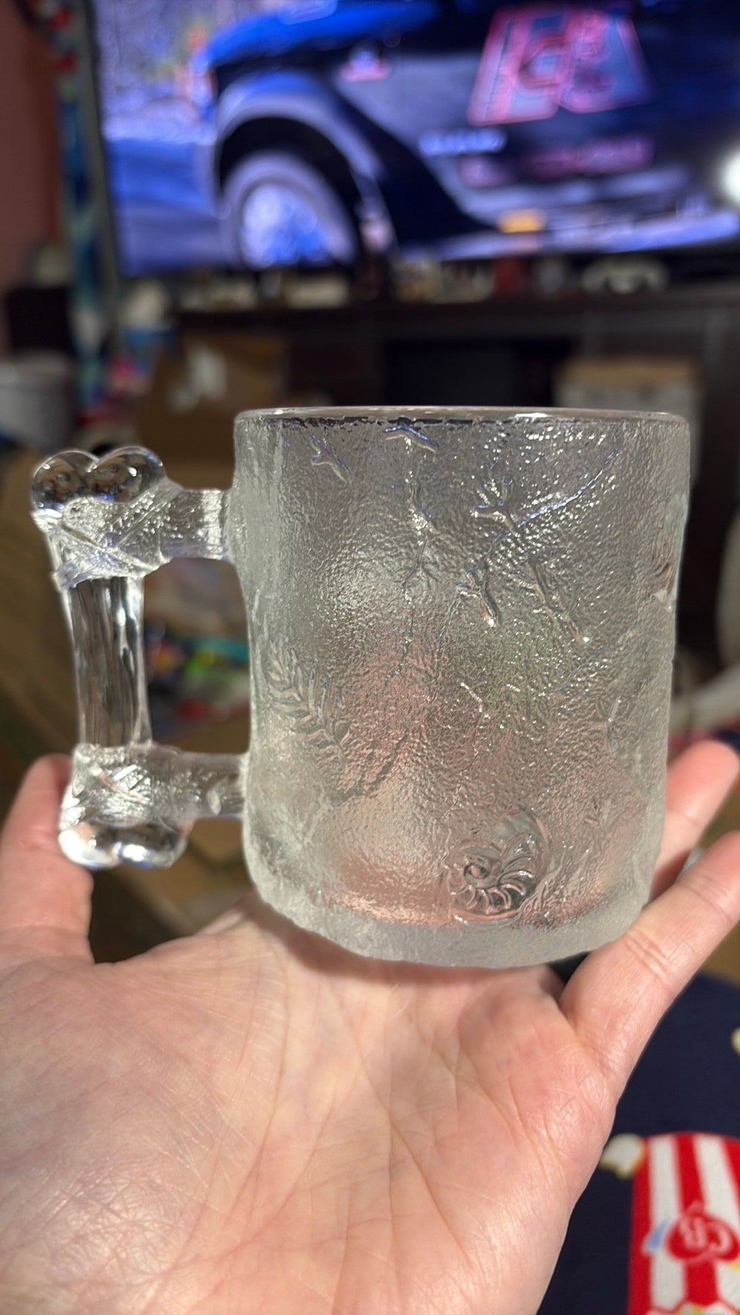McDonalds Flintstones Glass Mug Cup 1993 Clear Frosted Pre-Dawn RocDonalds - 3B