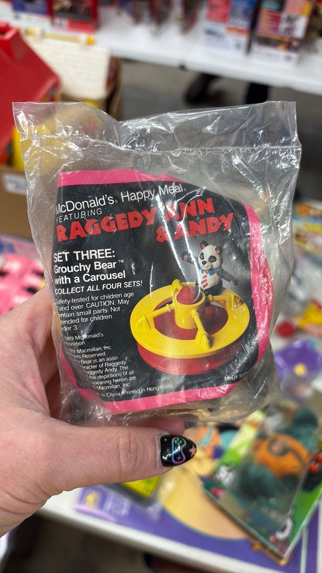 9B - 1989 Raggedy Ann & Andy McDonalds Happy Meal Toy - Grouchy Bear & Carousel