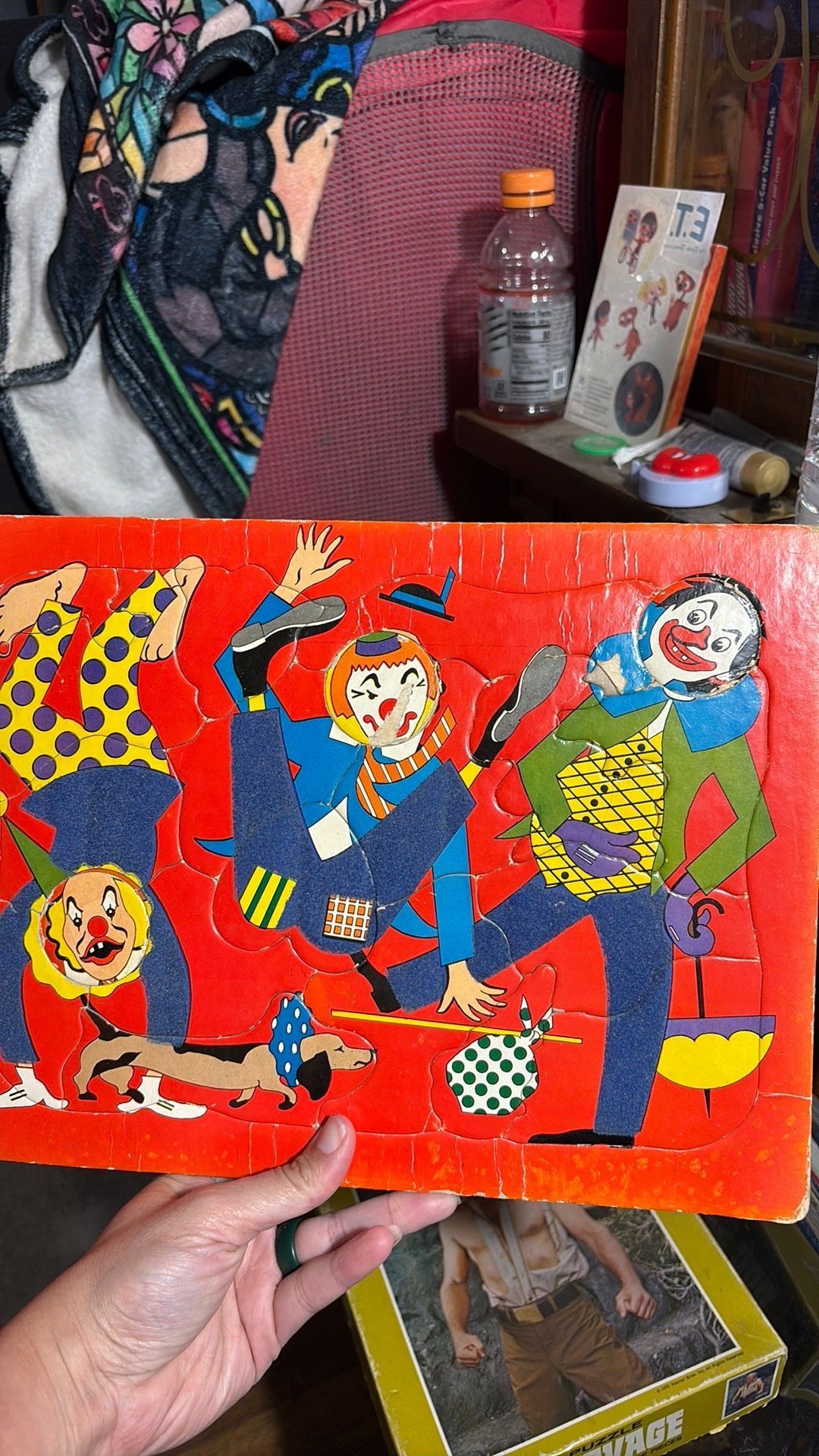 Vintage 1950s/60s Clown Frame Tray Puzzle – Unmarked Mid Century