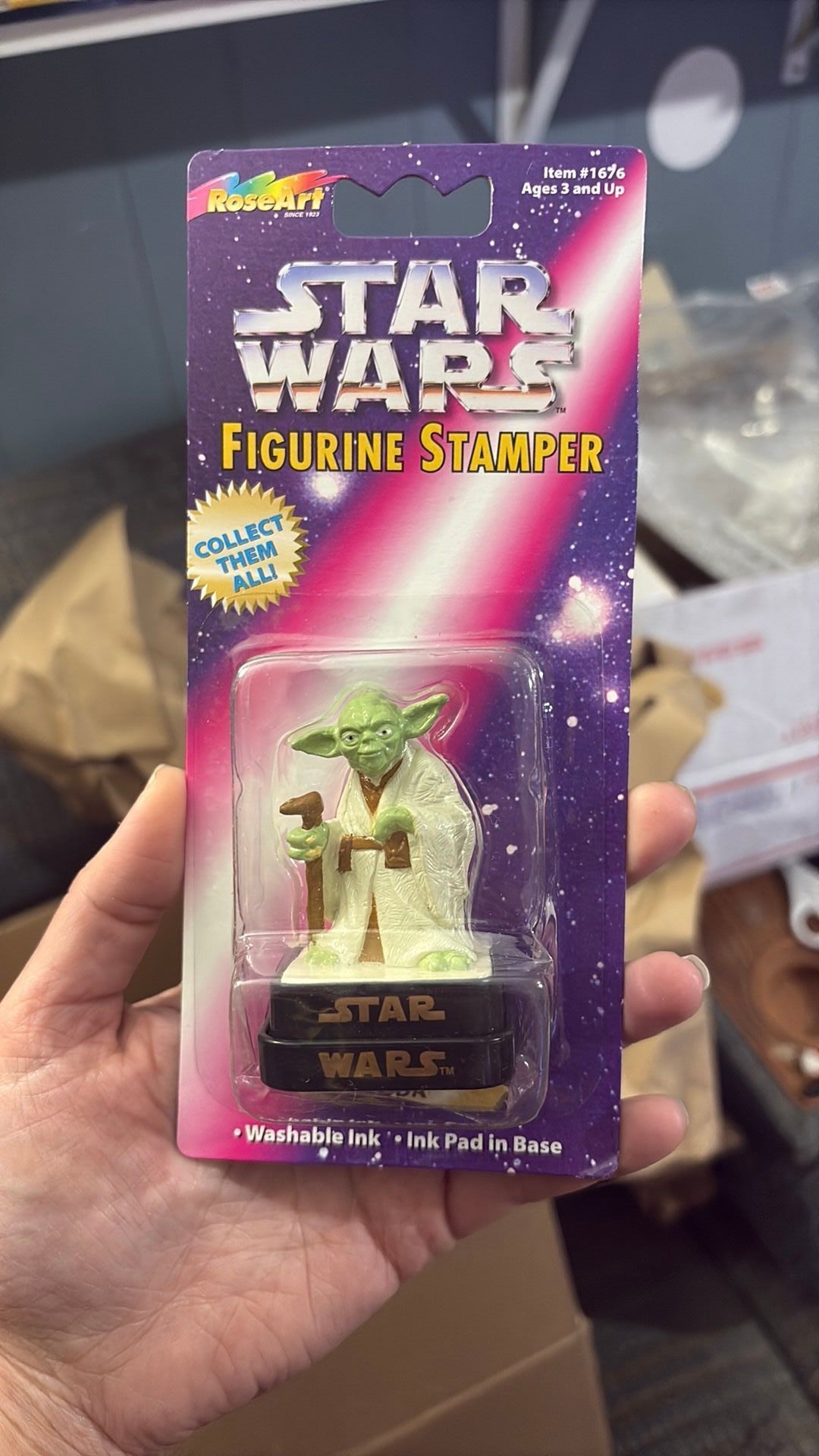 PR2- Star Wars Yoda Figurine Stamper Rose Art Star Wars Collectibles 1997 New In Box