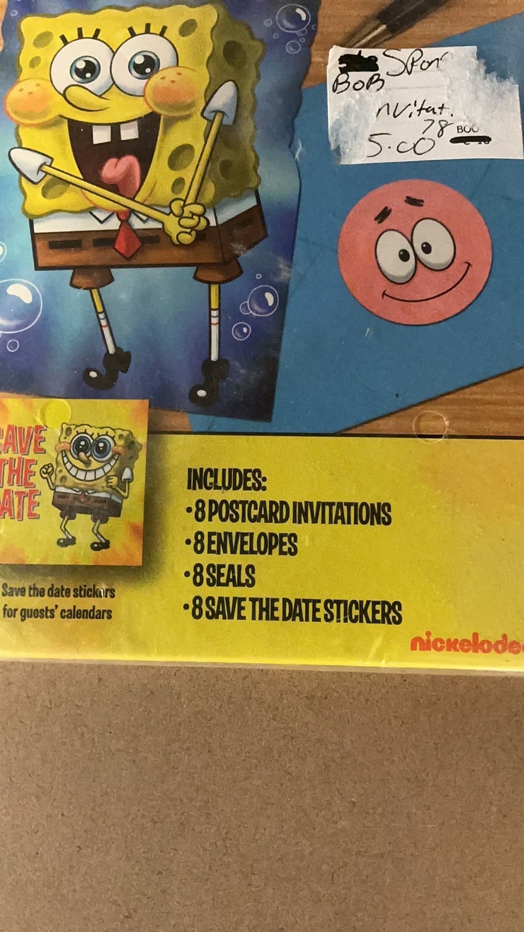 B - SpongeBob SquarePants Party Invitations 8 Cards w/ Envelopes