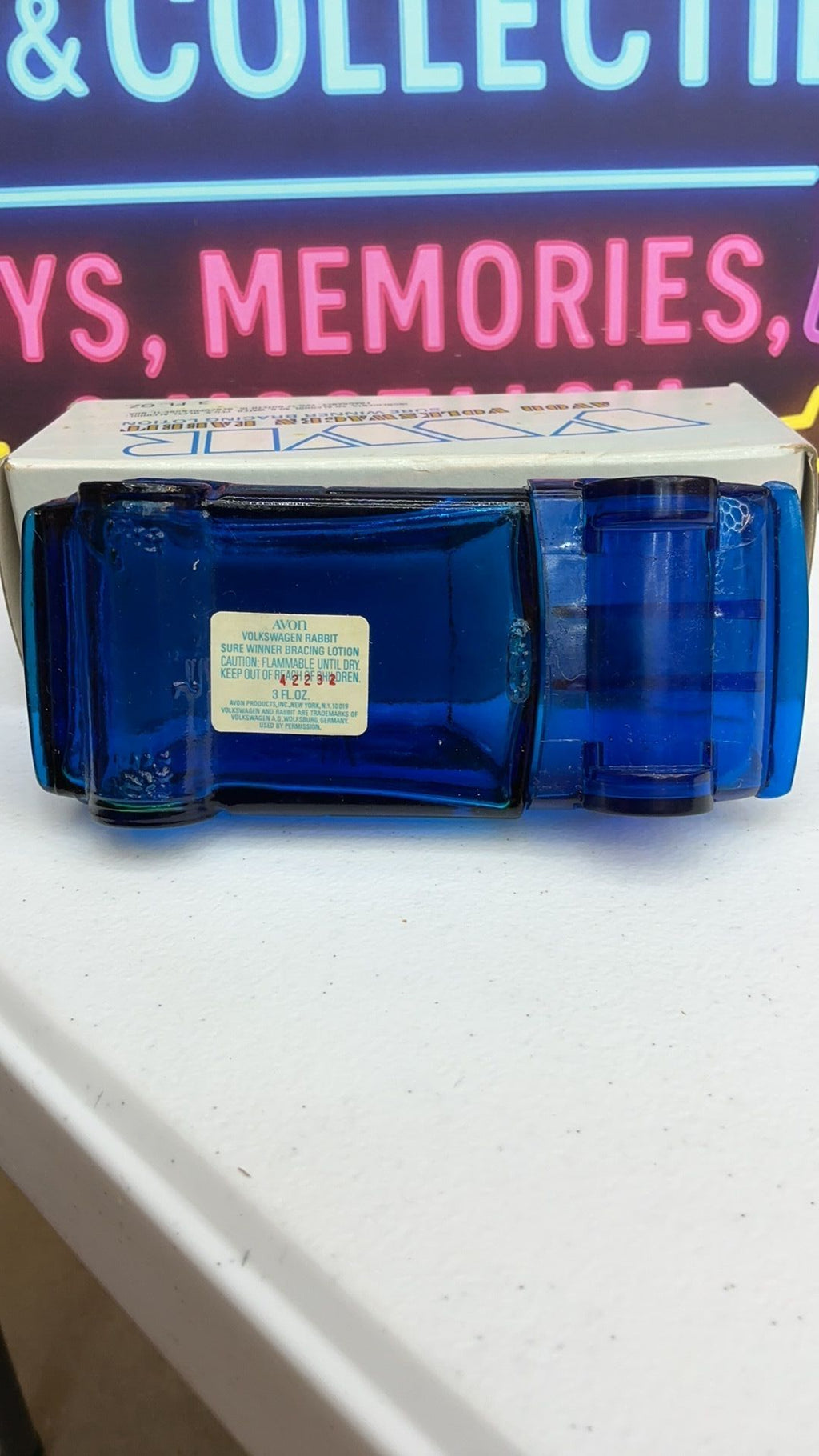 11C- 1980 Avon Volkswagen Rabbit Light Musk Cologne Empty bottle W/Box & Stickers (New)