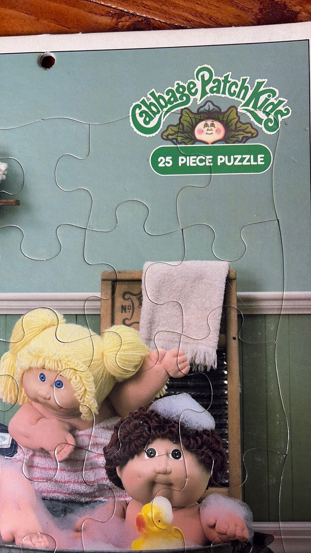 4B- Cabbage Patch Kids Vintage 1984 Milton Bradley 25 Piece Jigsaw Puzzle-BathTub