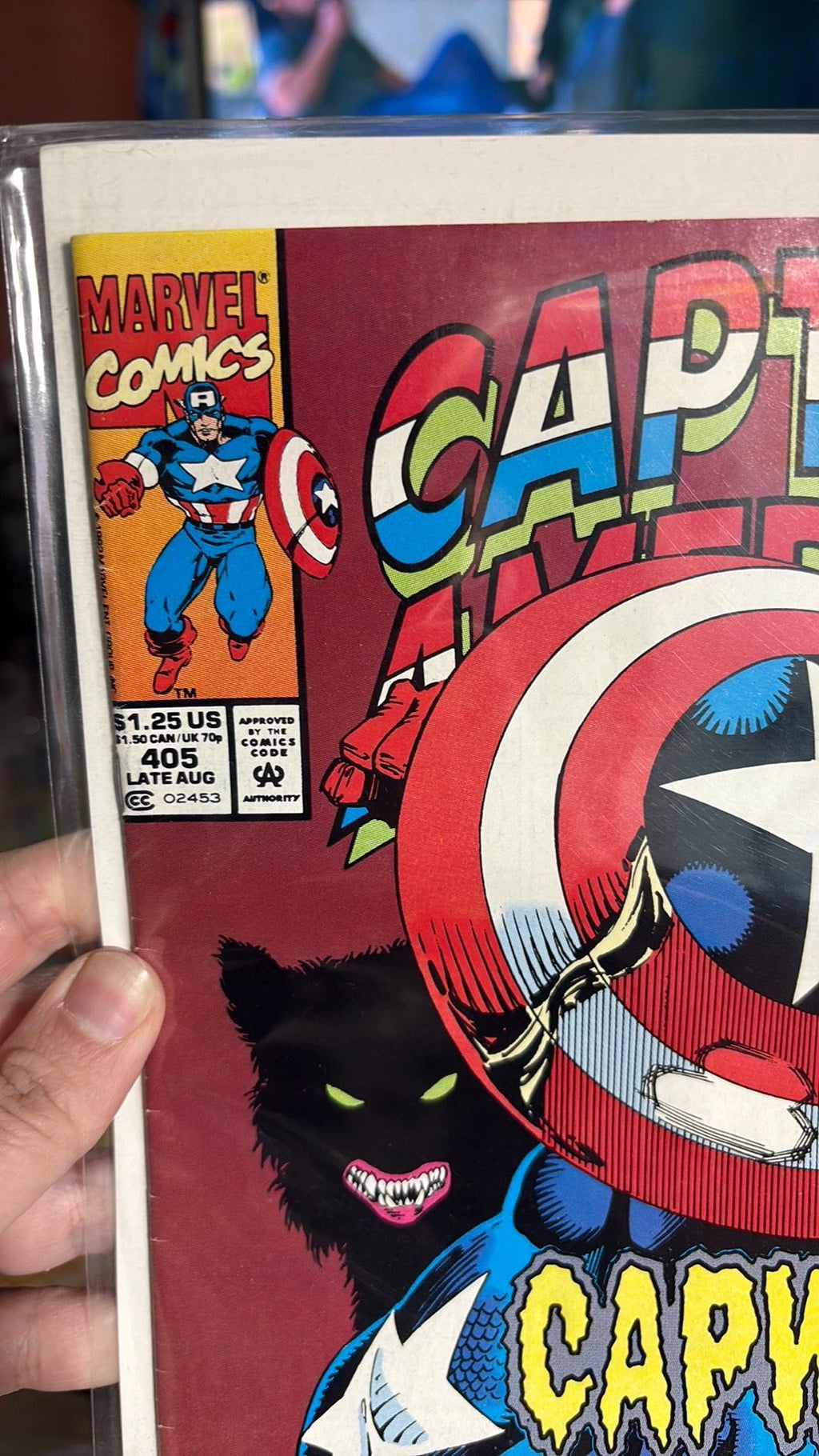 Captain America #405 1st App Appearance Cap-Wolf Werewolf 1992 Marvel Comic