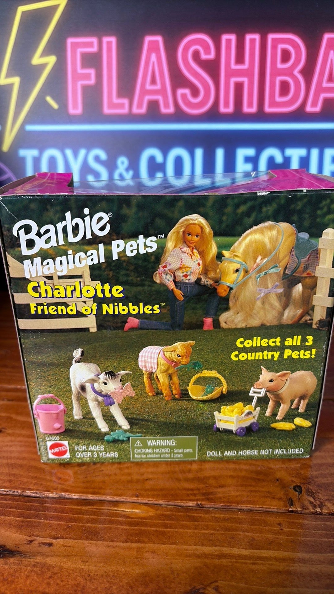 S2- Barbie Magical Pets Charlotte 1997 NFB Cute Pig Friend of Nibbles with cart