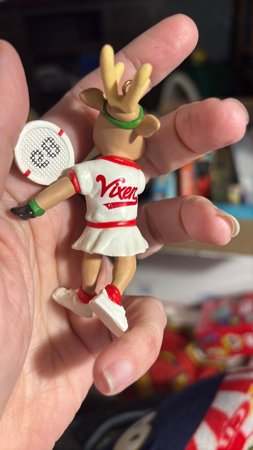 4E - Hallmark "Reindeer Champs Vixen" Tennis Ornament 1989