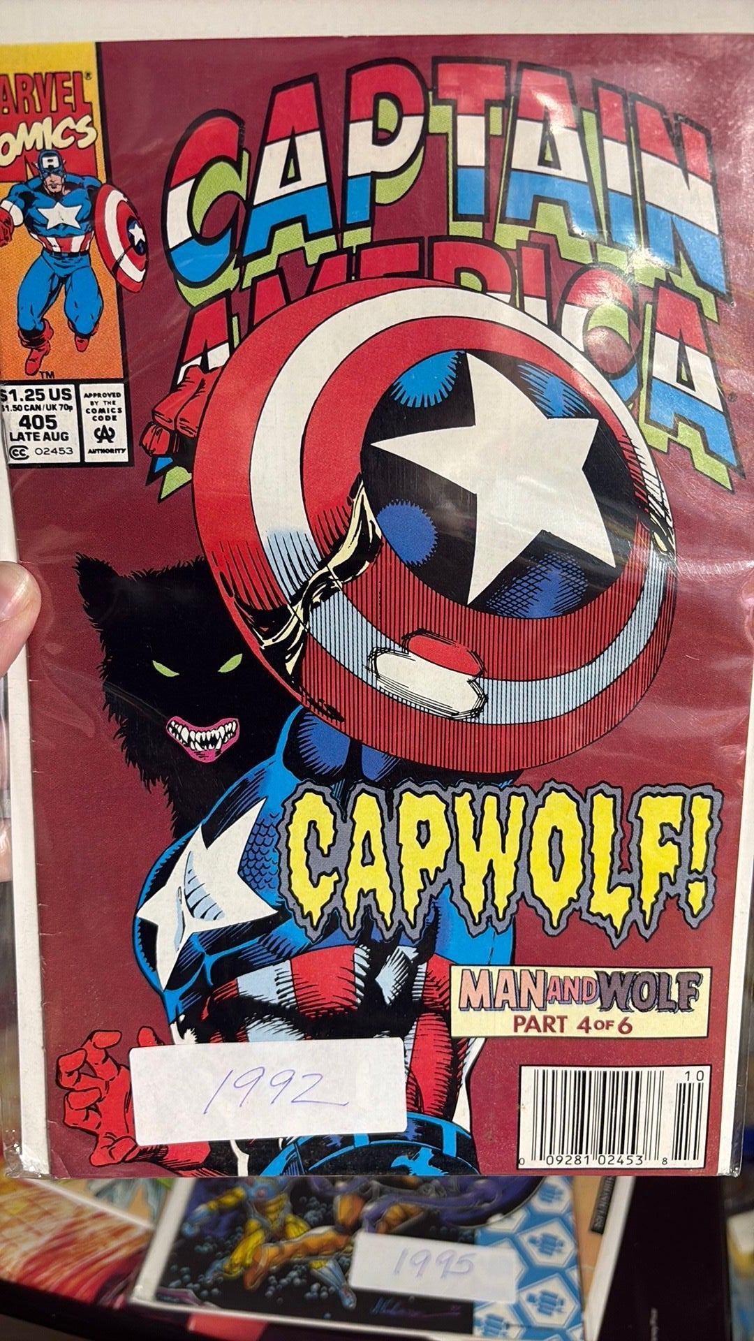 Captain America #405 1st App Appearance Cap-Wolf Werewolf 1992 Marvel Comic