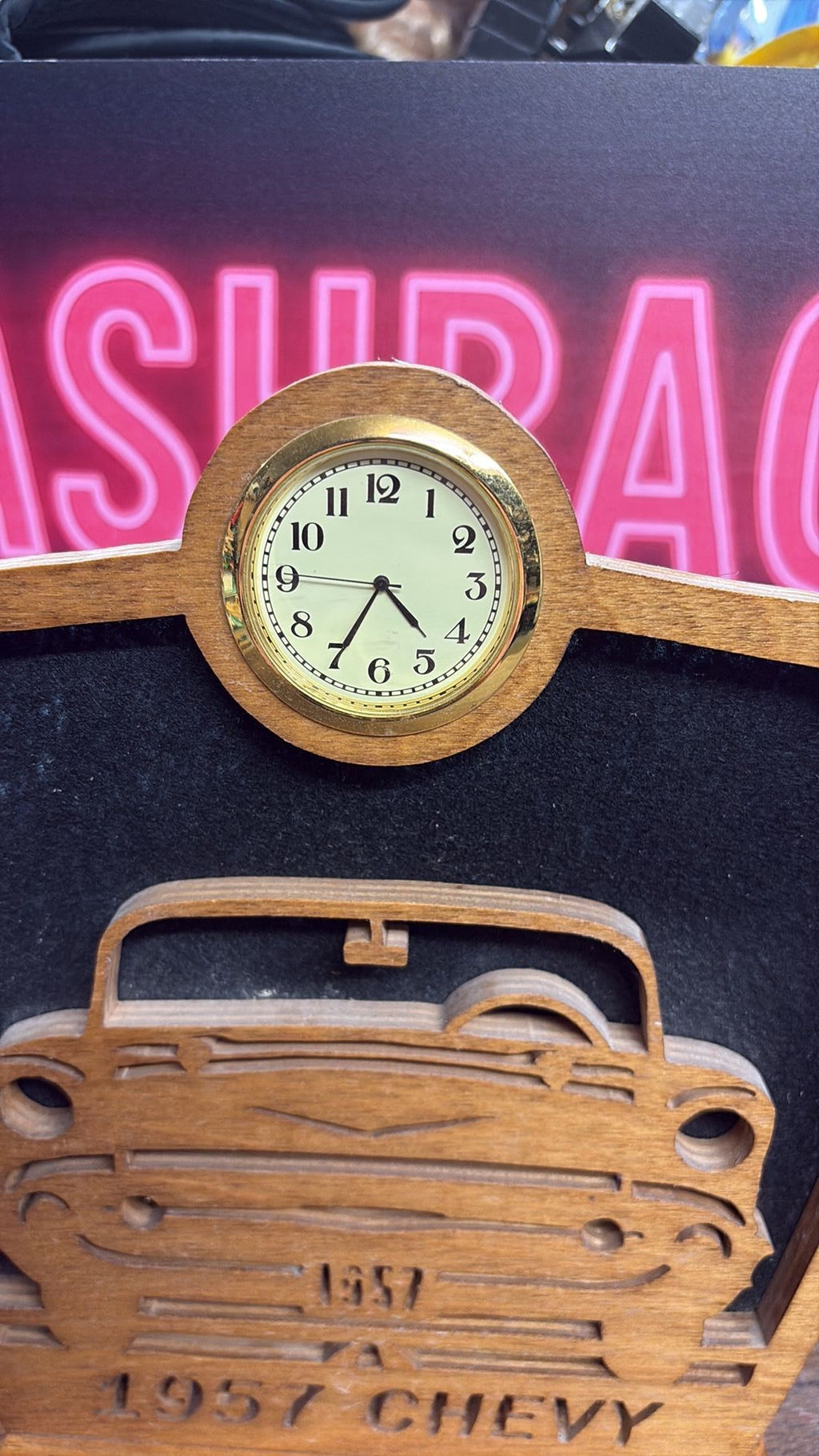 7C - 1957 Chevy counter clock- hand crafted