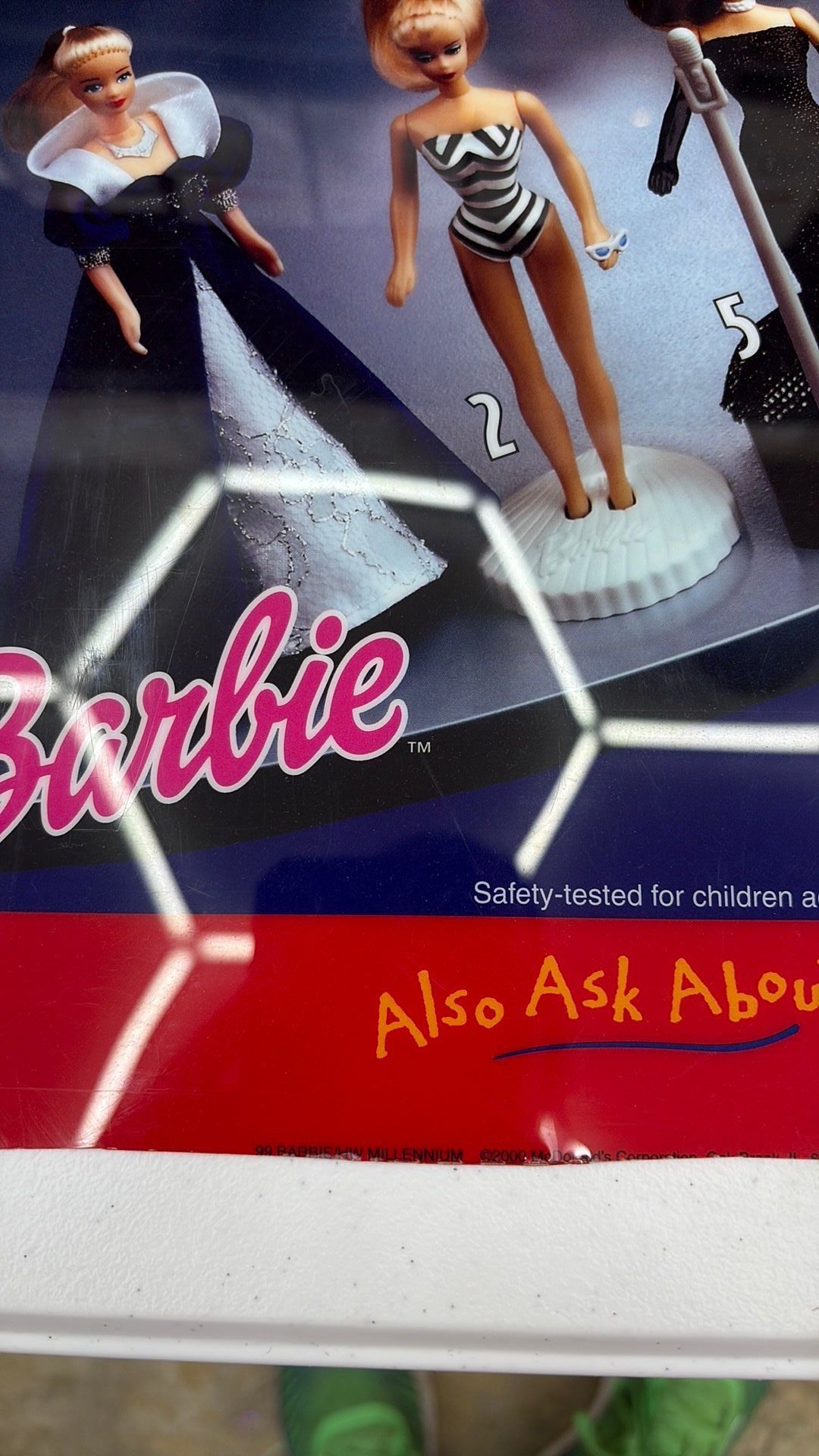 14E- Vtg 90s McDonalds Barbie & Hot Wheels Happy Meal Toy Sign Advertising Mattel Ad - see photos