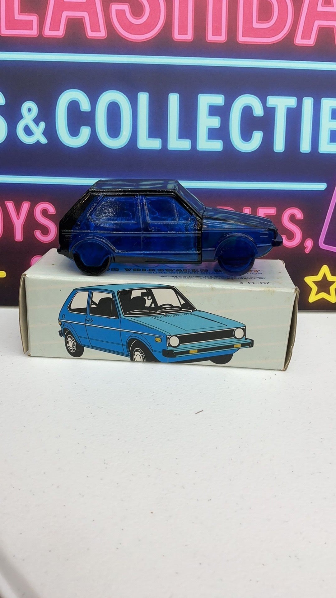 11C- 1980 Avon Volkswagen Rabbit Light Musk Cologne Empty bottle W/Box & Stickers (New)