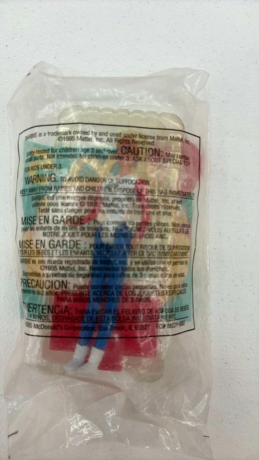 9D- 1995 McDONALDS HAPPY MEAL TOYS BARBIE U.S.A. BARBIE #5 - bag opened on bottom