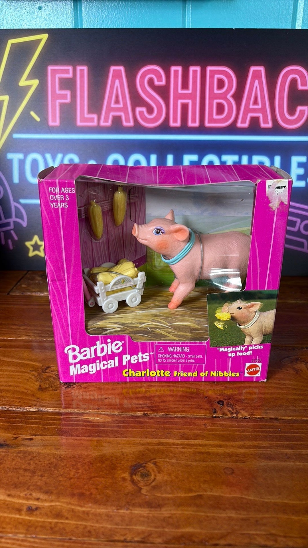 S2- Barbie Magical Pets Charlotte 1997 NFB Cute Pig Friend of Nibbles with cart