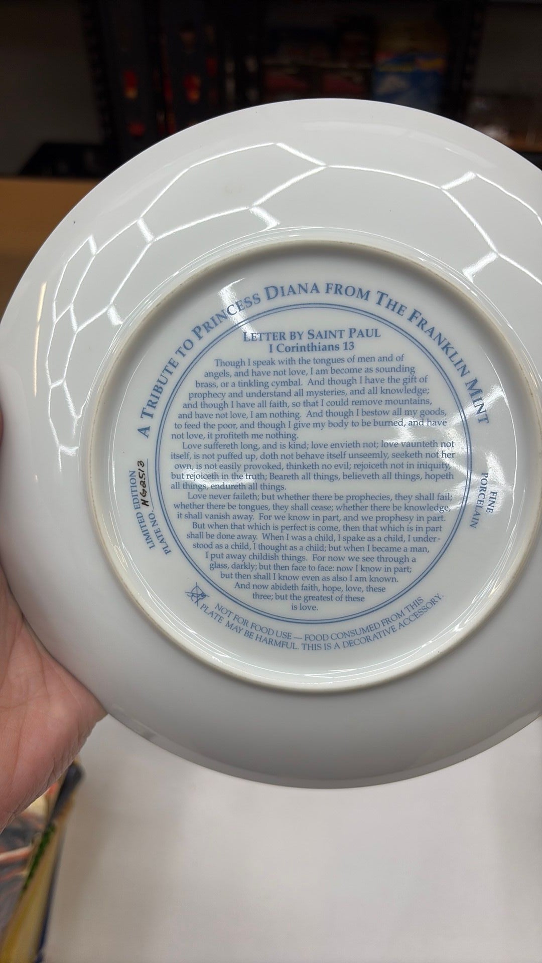 11C- Process Diana Tribute Plate Franklin Mint Limited Edition