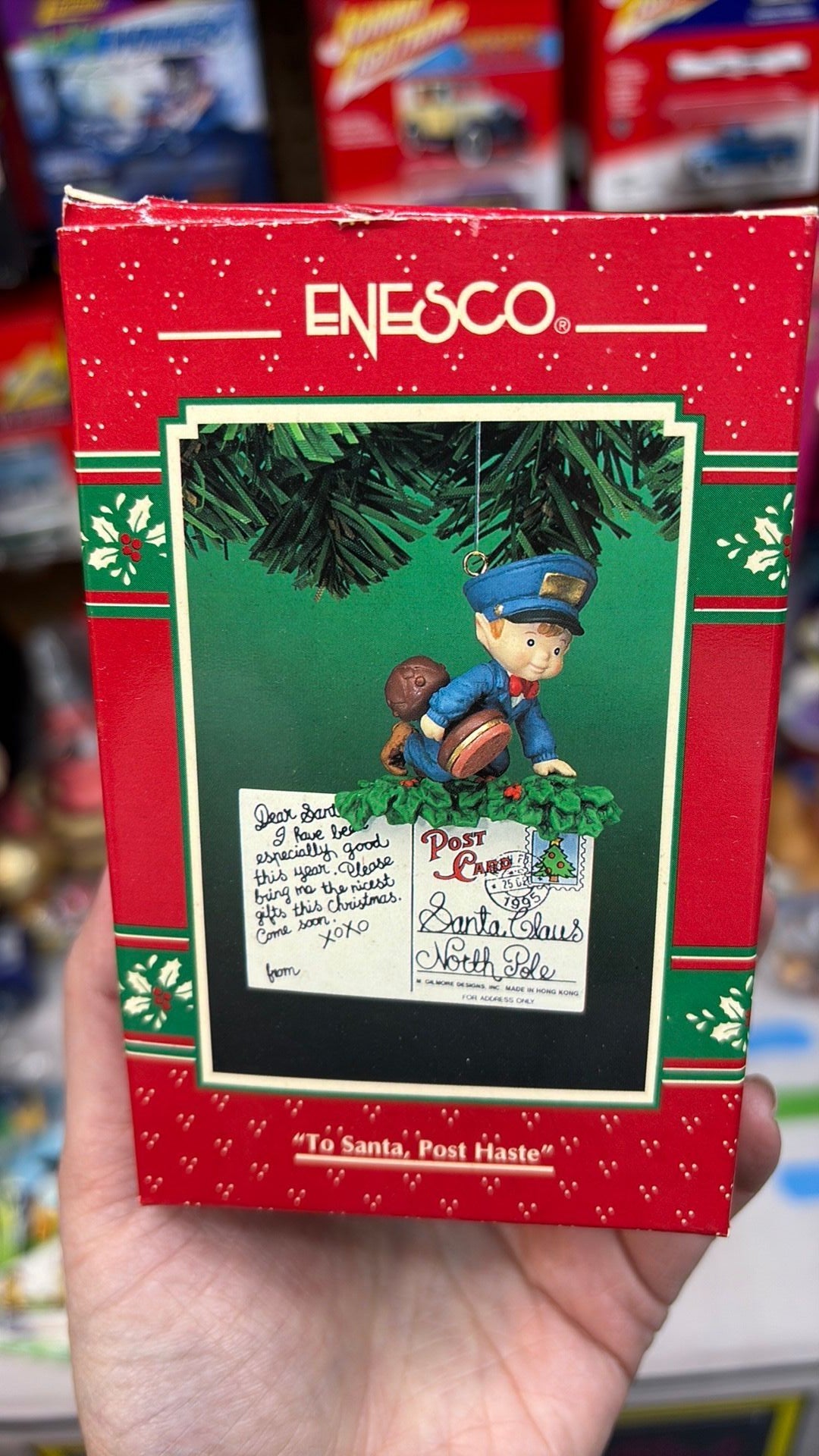4E - Christmas Ornament ENESCO To Santa, Post Haste Collectible 1995