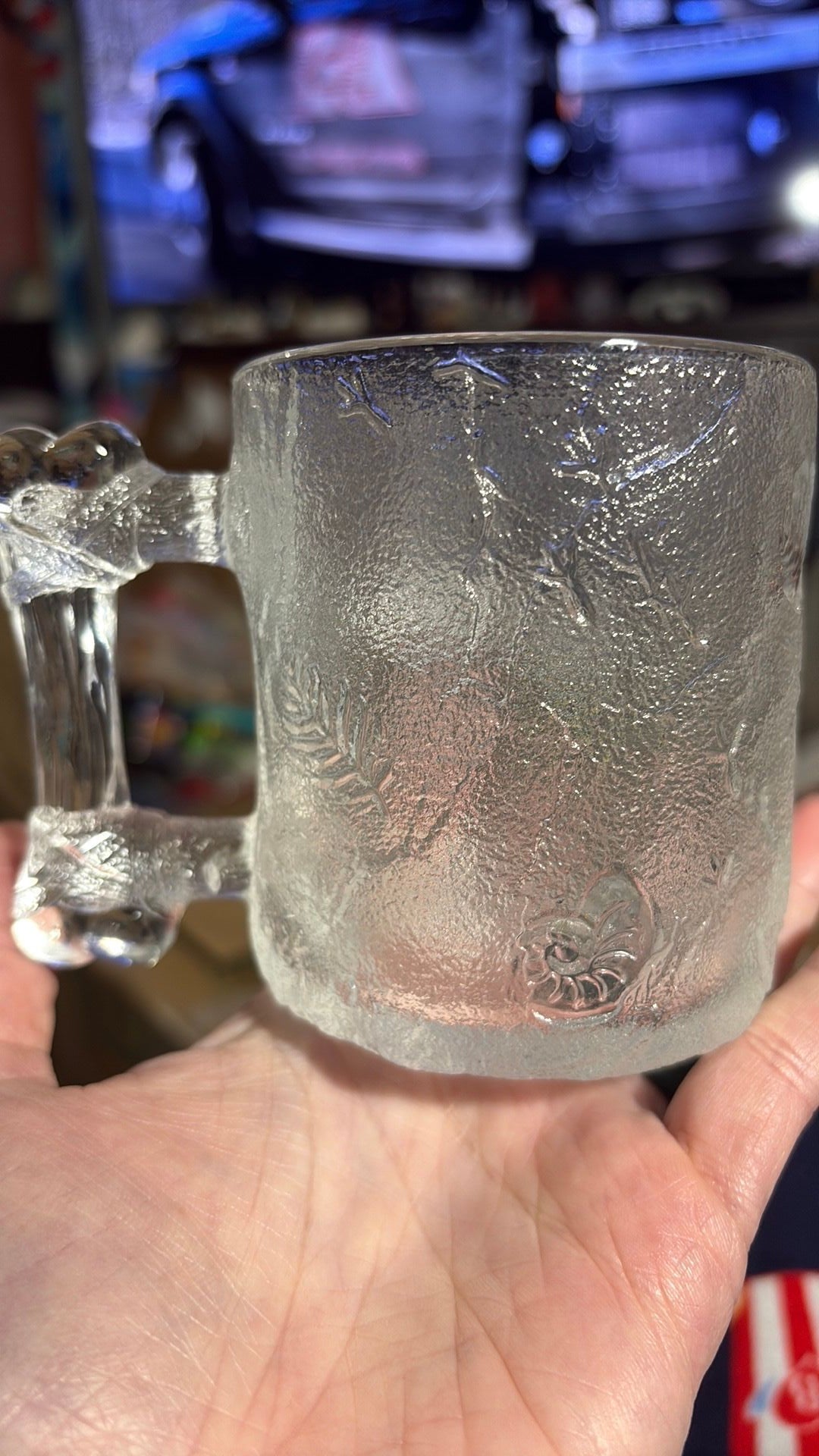 McDonalds Flintstones Glass Mug Cup 1993 Clear Frosted Pre-Dawn RocDonalds - 3B