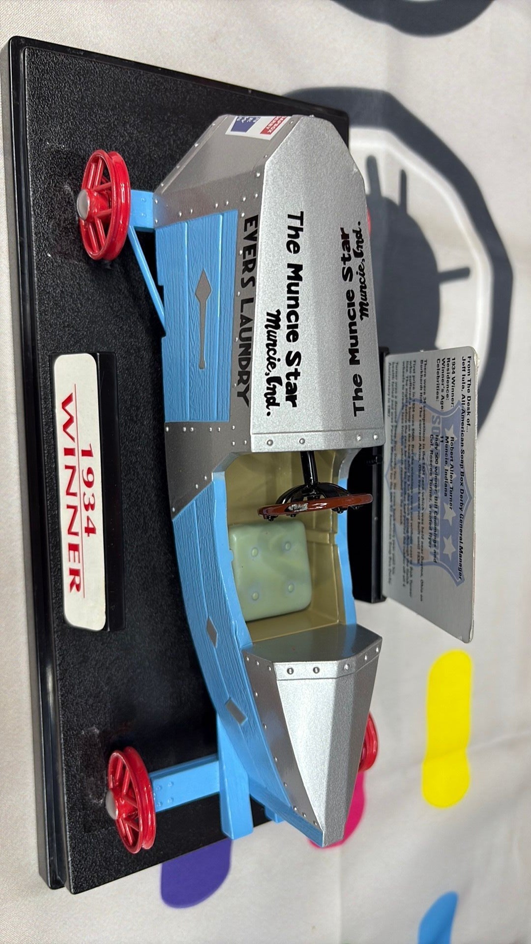Nylint soap box derby car 1934 diecast Evers Laundry Muncie Star 1934 winner