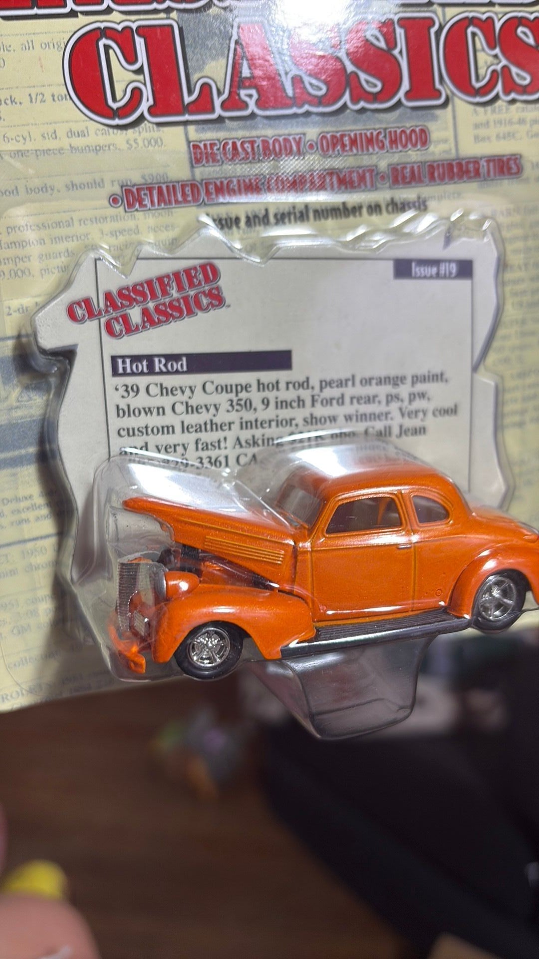 62 Racing Champions Classified Classics ‘39 Chevy Coupe Hot Rod New On Card 2000