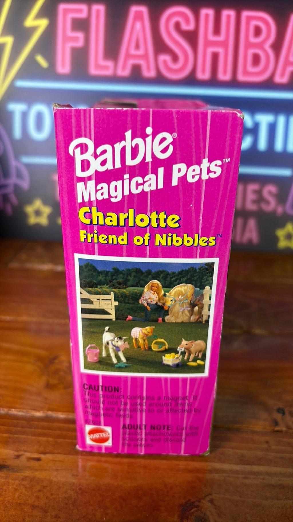 S2- Barbie Magical Pets Charlotte 1997 NFB Cute Pig Friend of Nibbles with cart