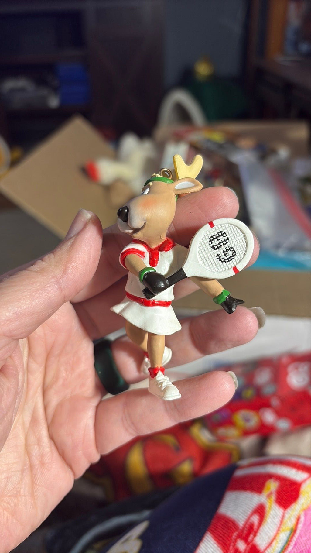 4E - Hallmark "Reindeer Champs Vixen" Tennis Ornament 1989