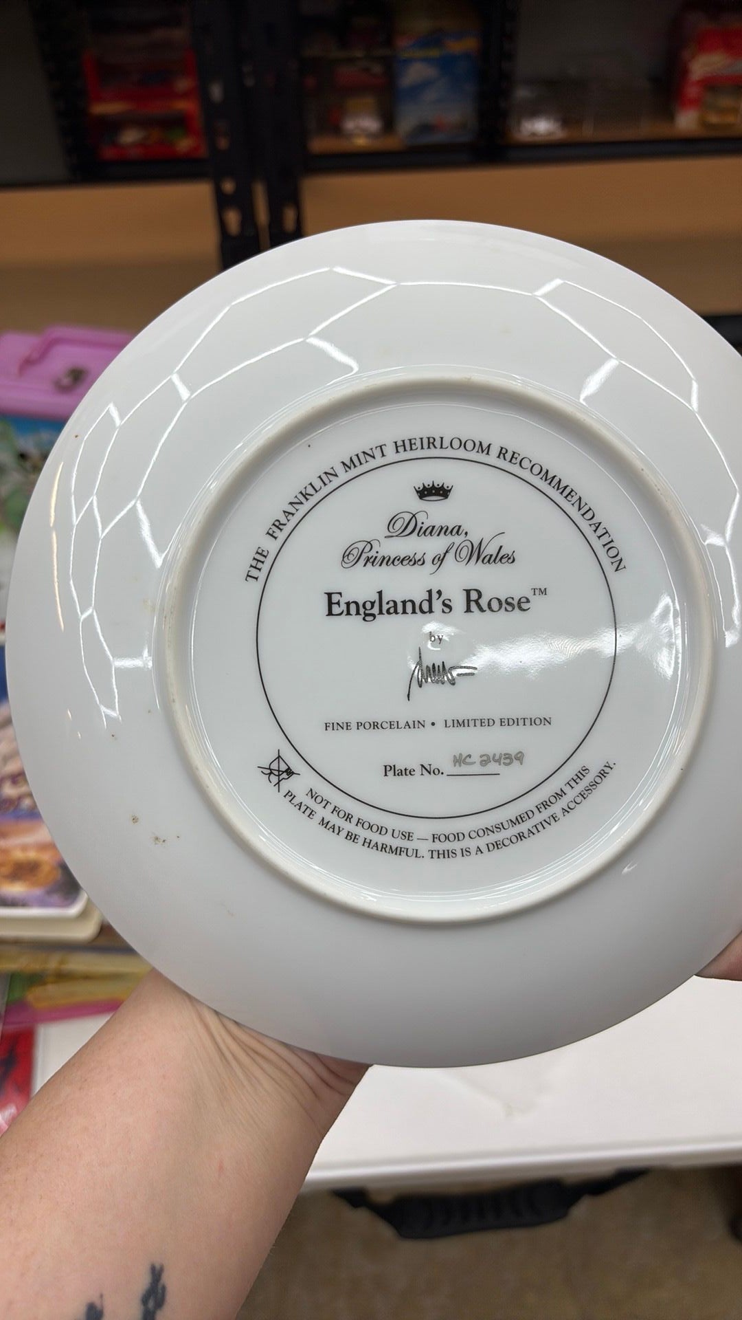11C- Diana's Princess of Wales  England's Rose Plate Franklin Mint  Limited-READ