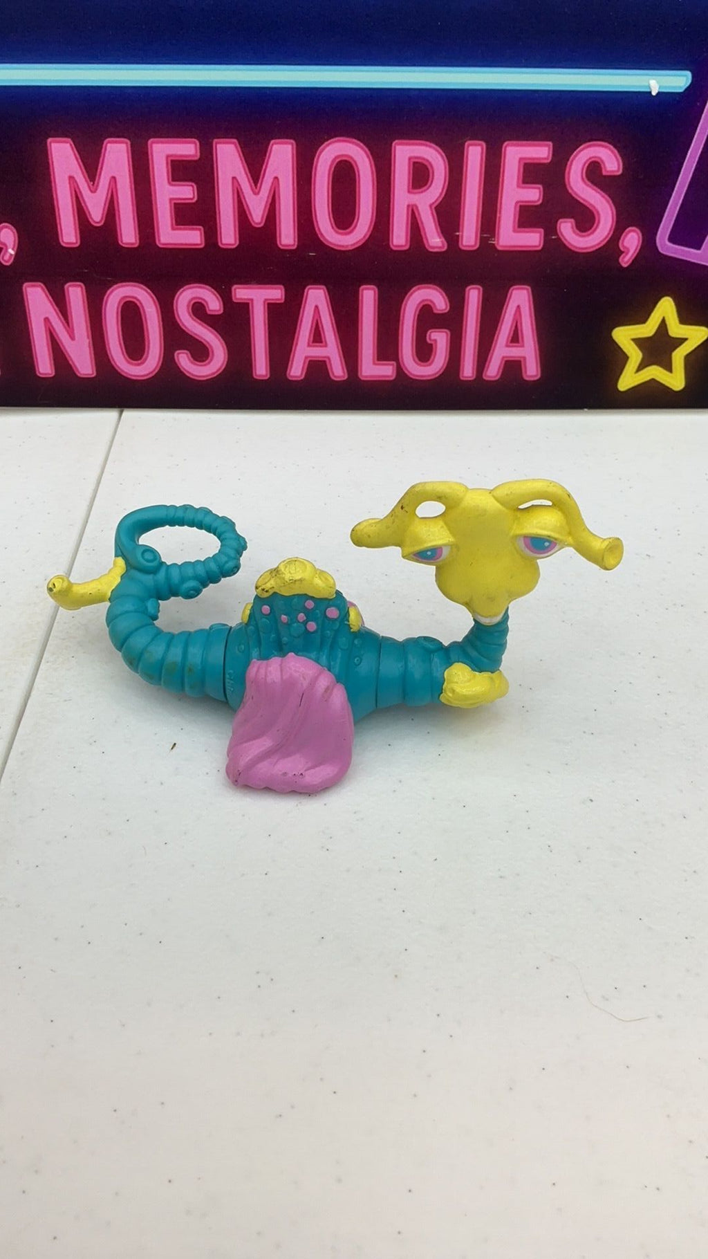 11B- Vintage Current Inc. Blue/Yellow/Pink Interchangeable Swamp Monster PVC Toy 80s