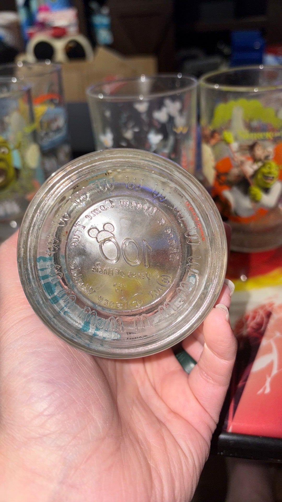 Walt Disney World ~ 100 Years Of Magic ~ McDonalds Glass ~ Pinocchio/Tinker Bell