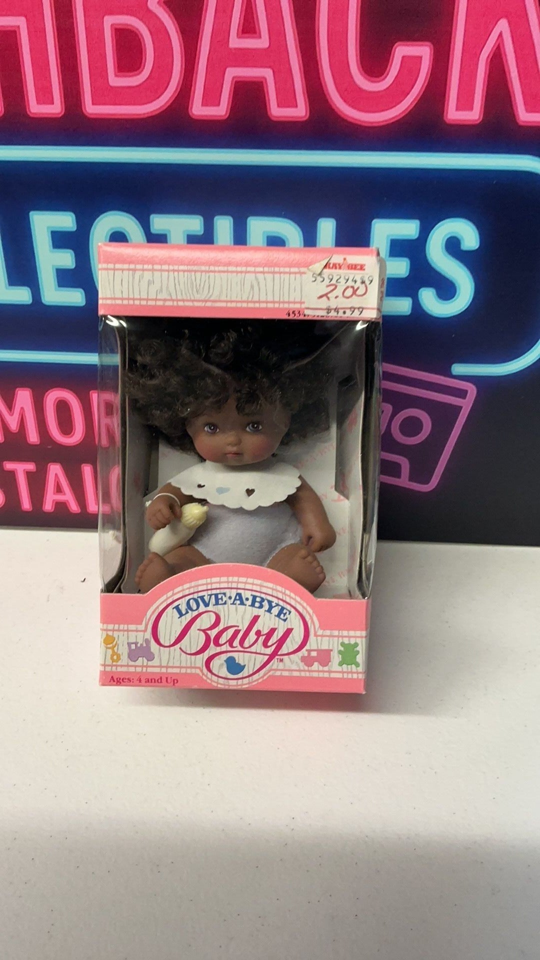 10C- Vintage Love A Bye Black Baby Doll Hasbro 5126 African American 1987 AA 5in