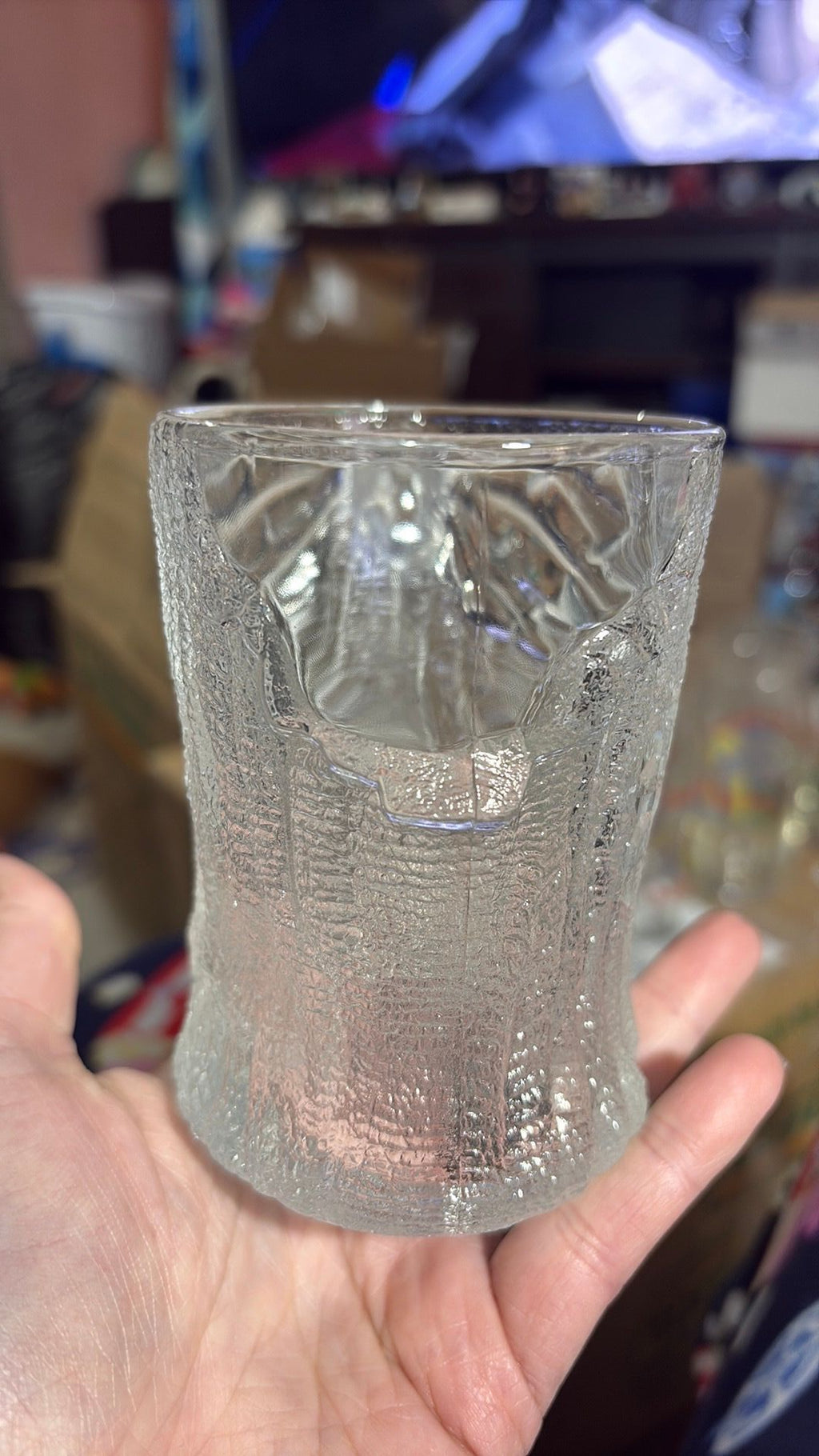 McDonalds Flintstones Treemendous Glass Mug Cup Clear Frosted RocDonalds 1993 - 3B