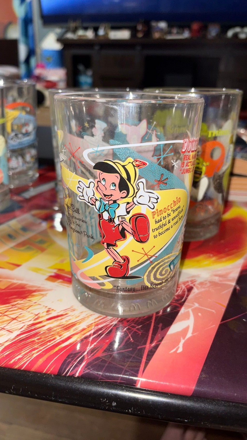 Walt Disney World ~ 100 Years Of Magic ~ McDonalds Glass ~ Pinocchio/Tinker Bell
