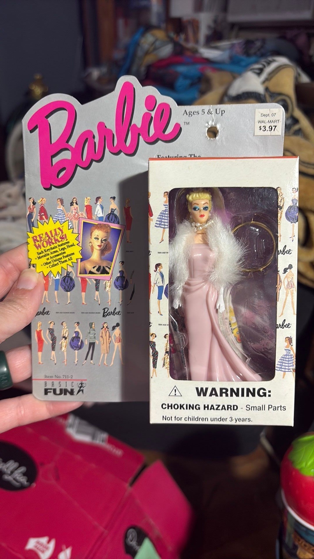 PR2- 1996 Mattel Barbie Figure Keychain - Enchanted Evening Barbie Doll
