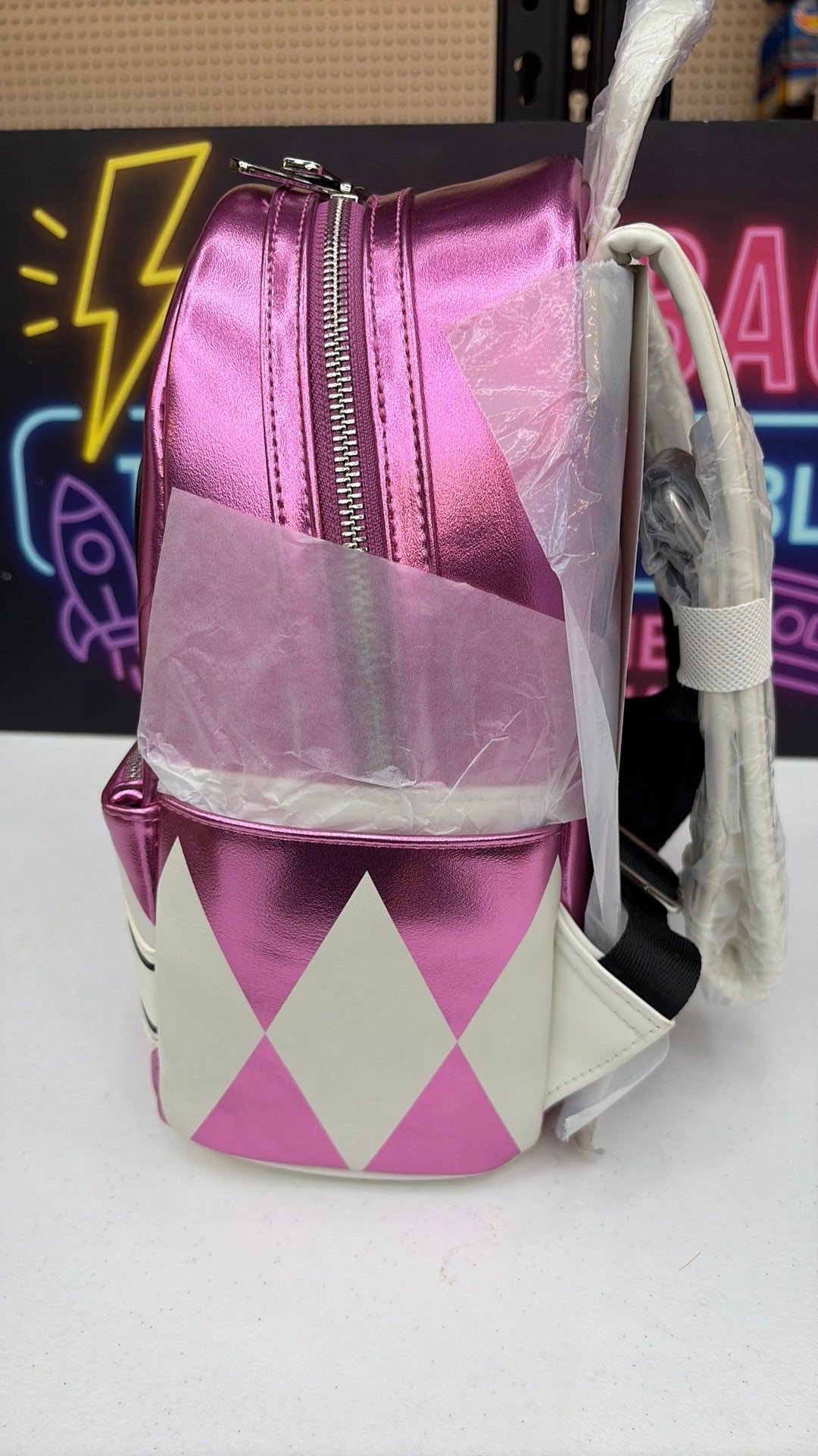 11A- NWT Power Rangers Pink Ranger Cosplay Loungefly Mini Backpack