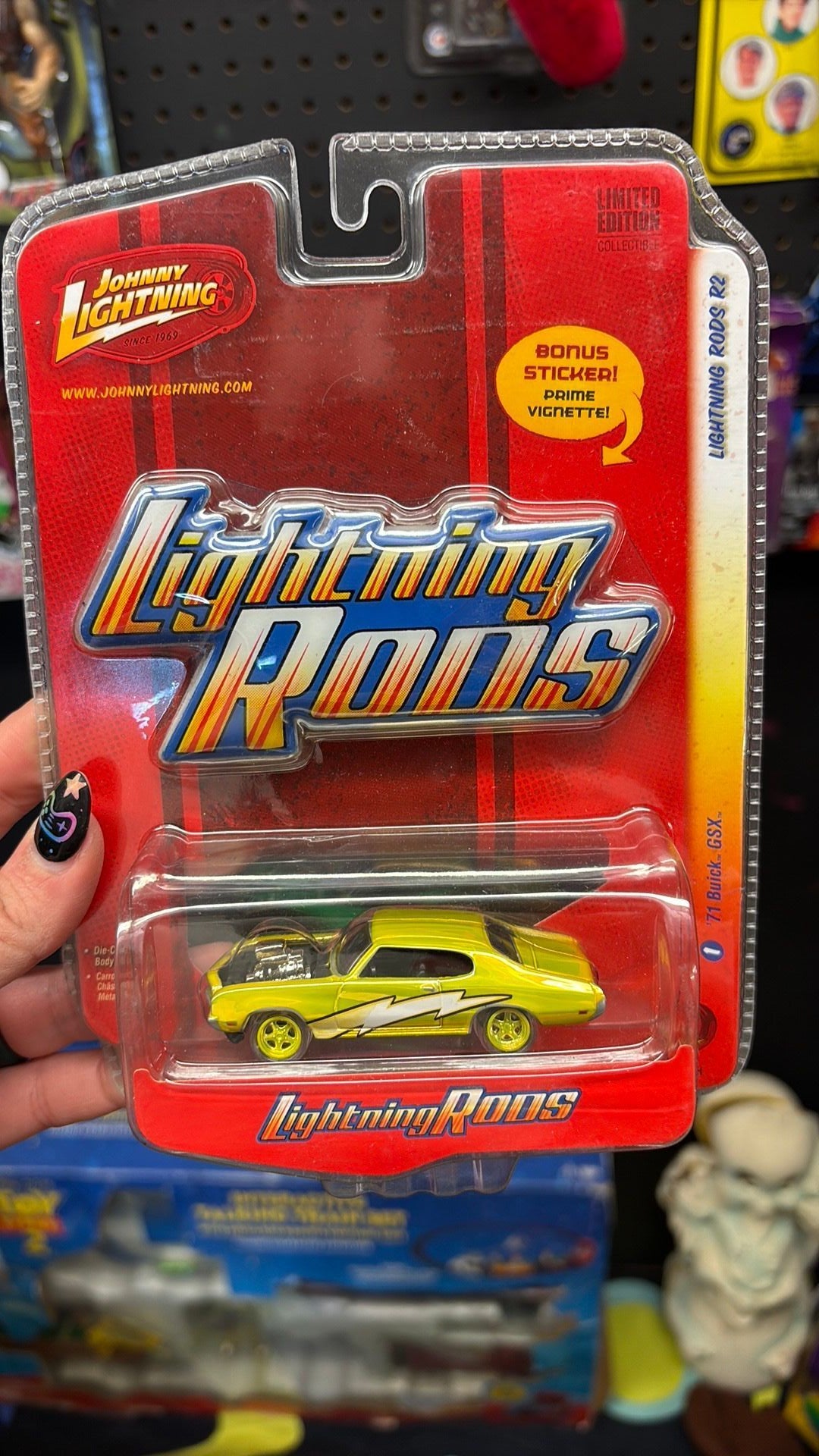 F - JOHNNY LIGHTNING 1:64 LIGHTNING RODS 1971 BUICK GSX (CLEAR TIRES)