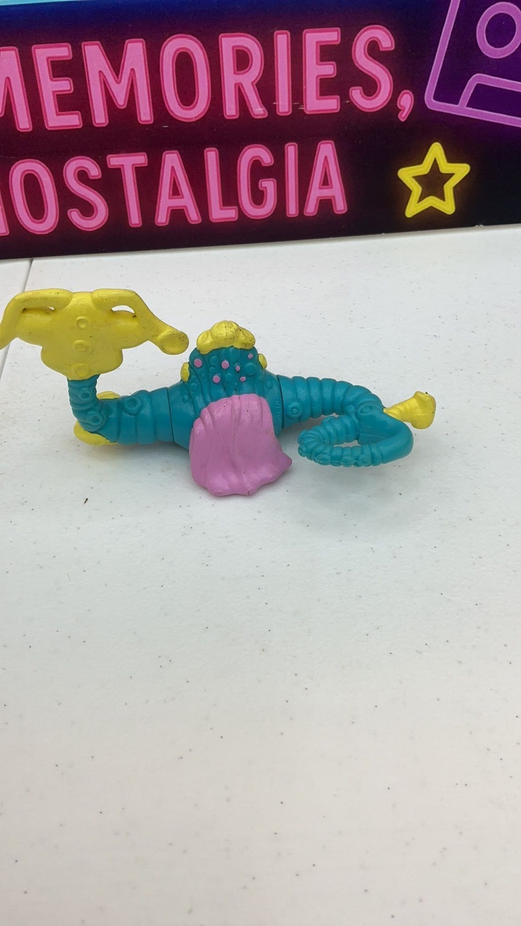 11B- Vintage Current Inc. Blue/Yellow/Pink Interchangeable Swamp Monster PVC Toy 80s