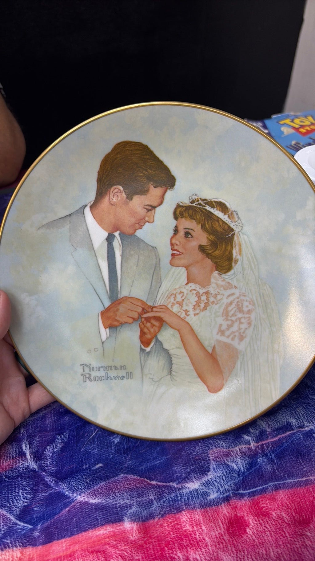 11B- 1979 Vtg. Norman Rockwell "Bride and Groom" collector plate, American Family Series,