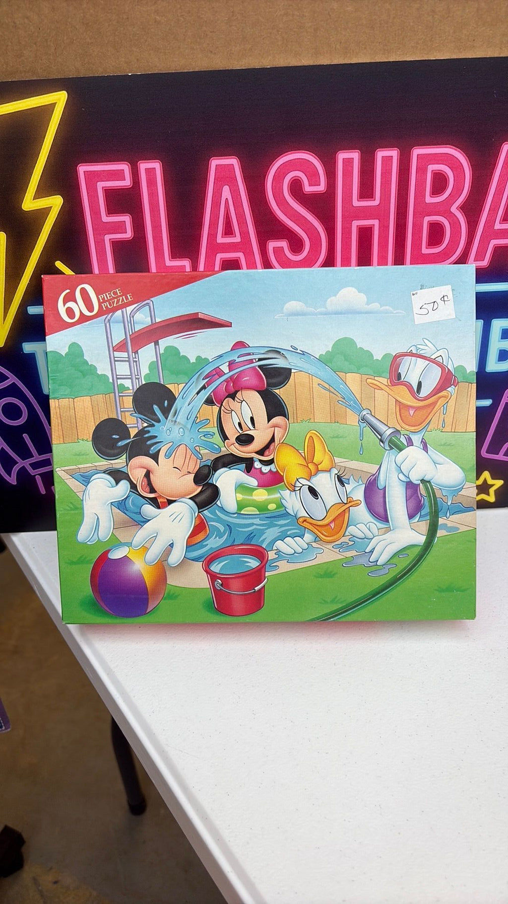 4B- Mickey Mouse Pool Puzzle 60 Piece Minney Donald Daisy Vintage Parker Bros.