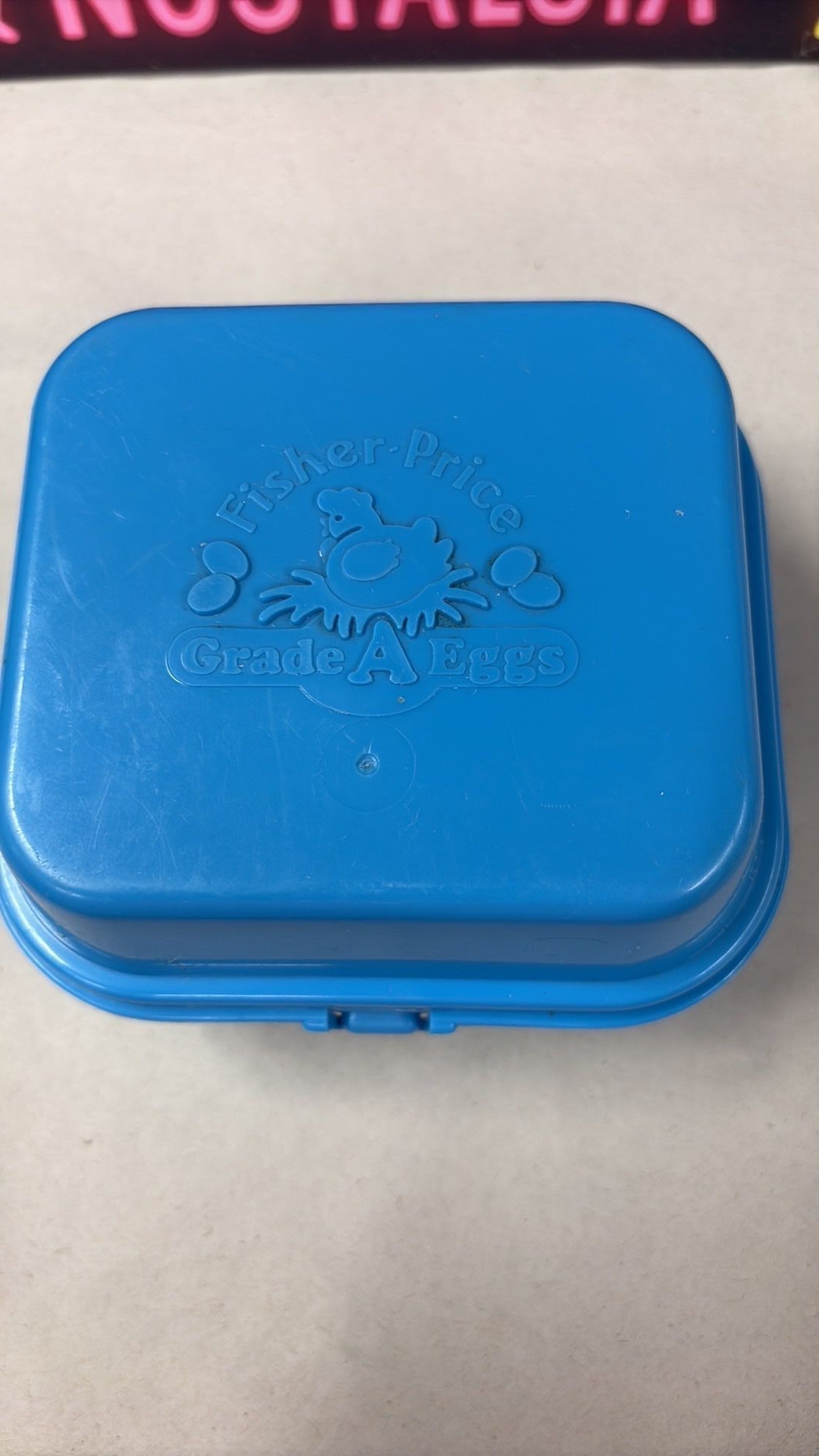 10B- Fisher Price 1987 Vintage Blue Egg Carton With extras - see photos