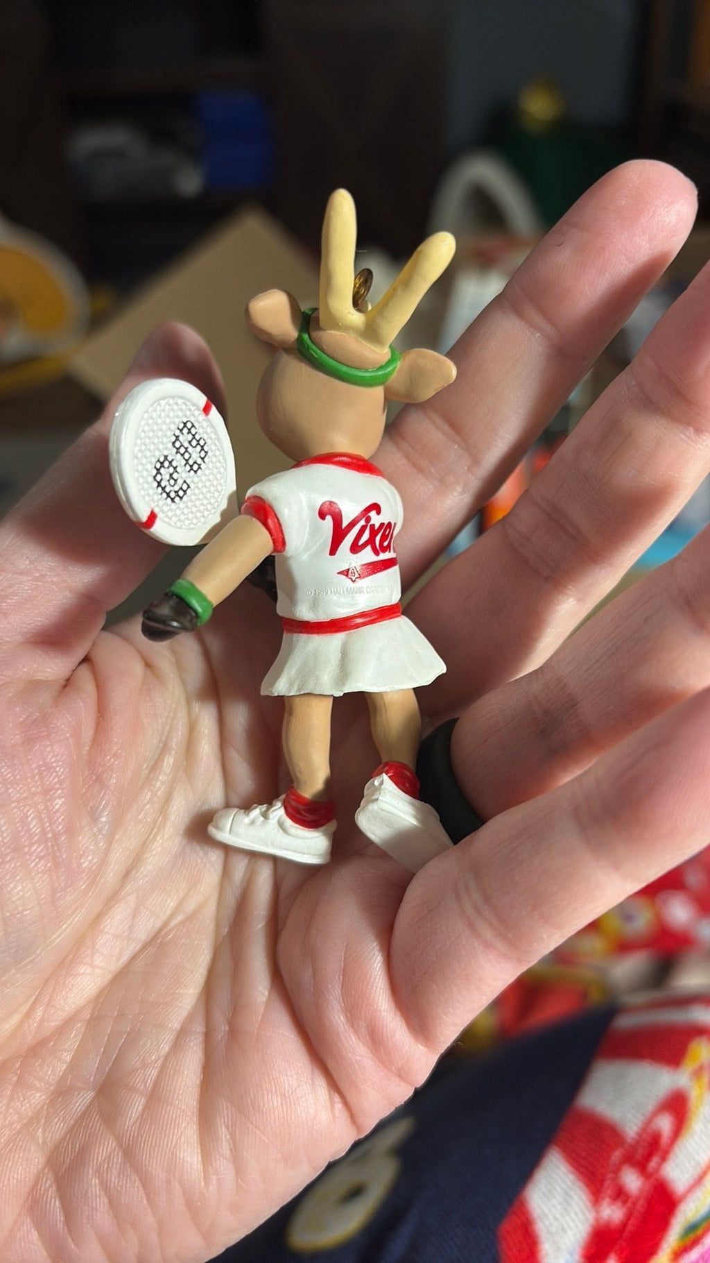 4E - Hallmark "Reindeer Champs Vixen" Tennis Ornament 1989