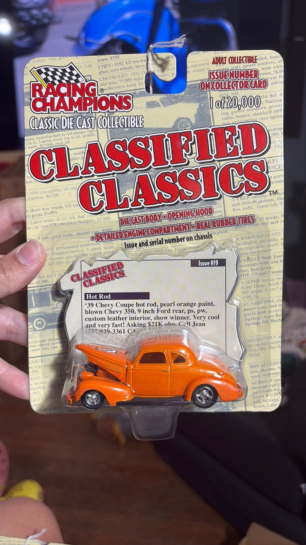 62 Racing Champions Classified Classics ‘39 Chevy Coupe Hot Rod New On Card 2000