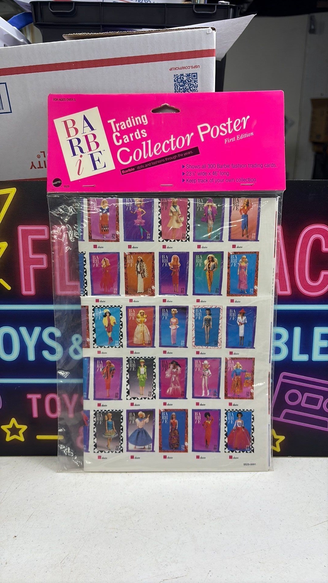 PW- Vtg BARBIE Trading Card Collector Poster 1990 Mattel Collectible New / Sealed