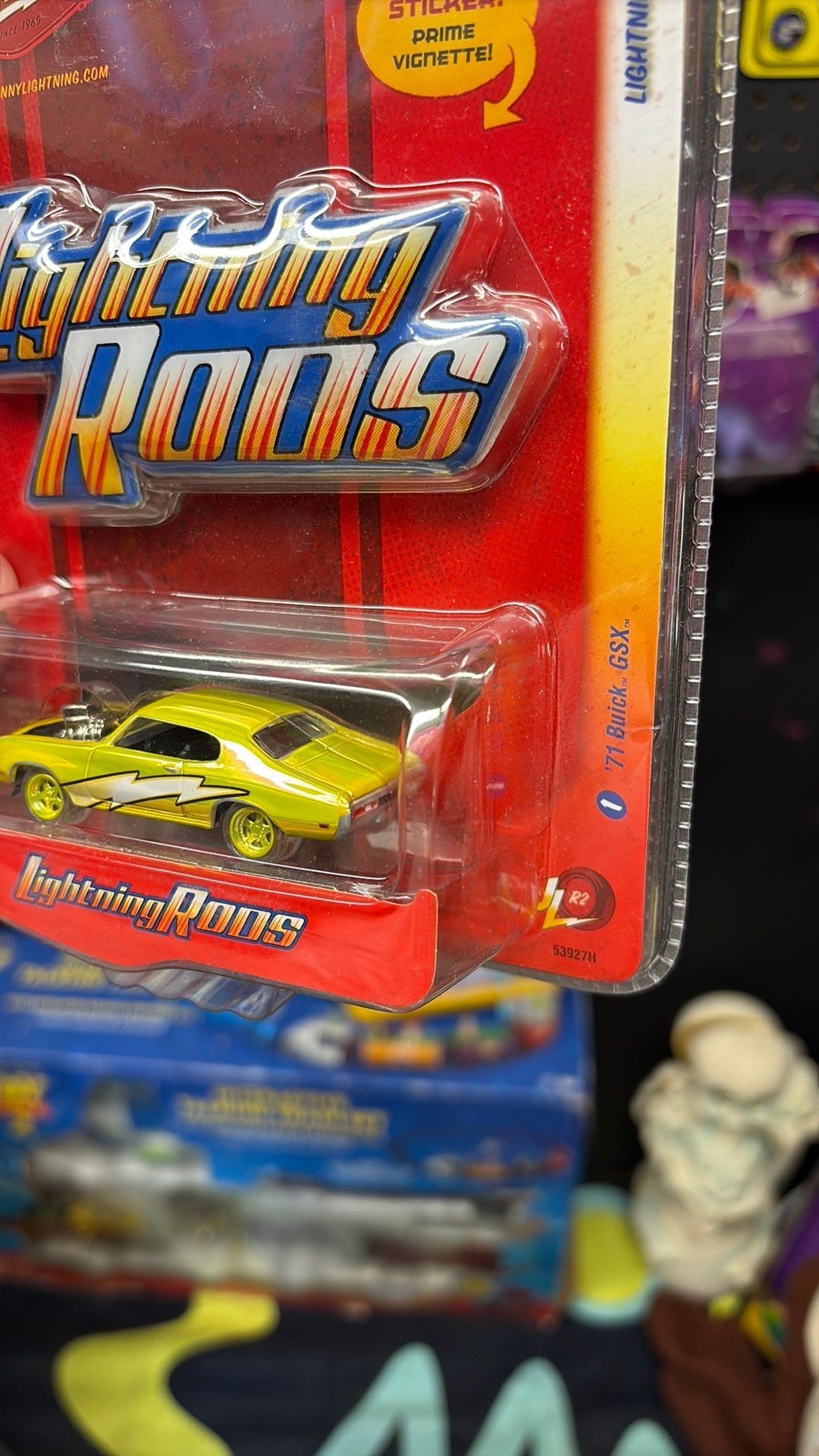 F - JOHNNY LIGHTNING 1:64 LIGHTNING RODS 1971 BUICK GSX (CLEAR TIRES)