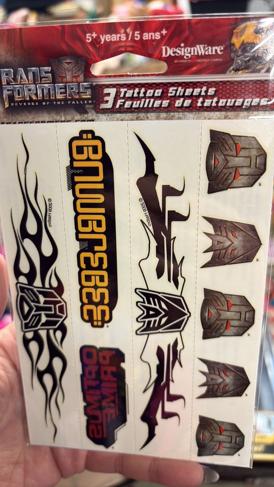 8C - New Transformers Temporary Tattoos Party Favors Three Sheets 2009