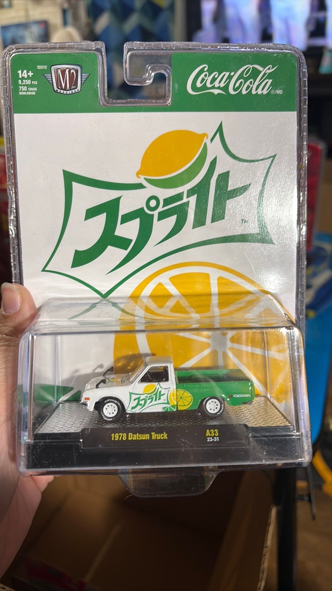 F. 2023 M2 Machines Coca Cola Japan's Sprite 1978 Datsun Truck