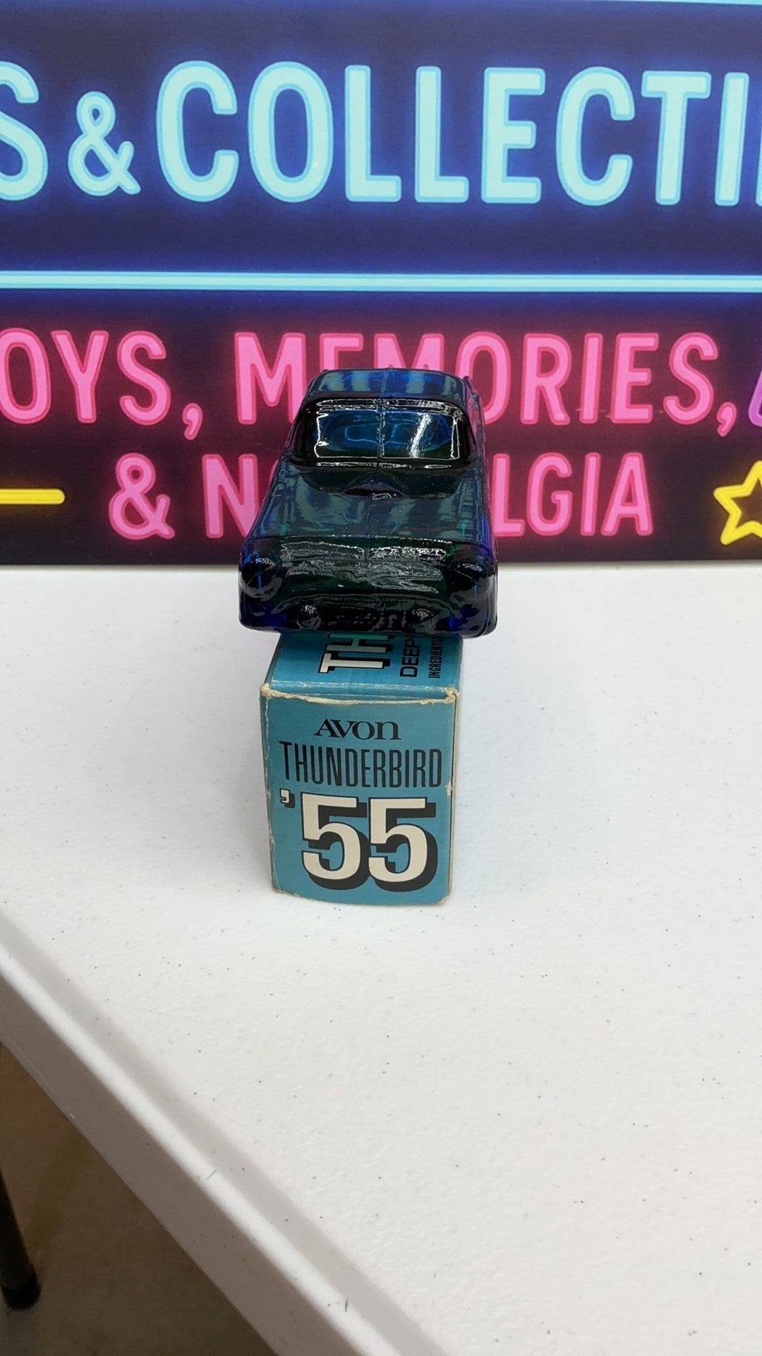 11C- Avon '55 Blue Thunderbird w/ Original Box~ Deep Woods After Shave Full Bottle - see photos