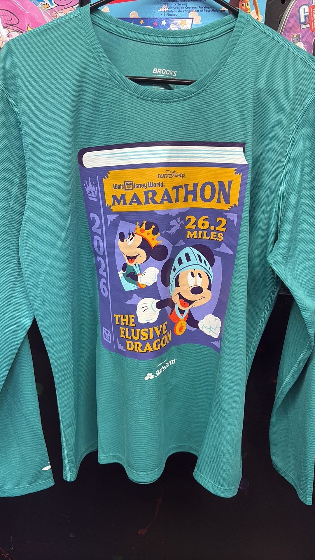 RunDisney 2026 Marathon Shirt Brooks Long Sleeve Green Women’s XL Mickey Mouse