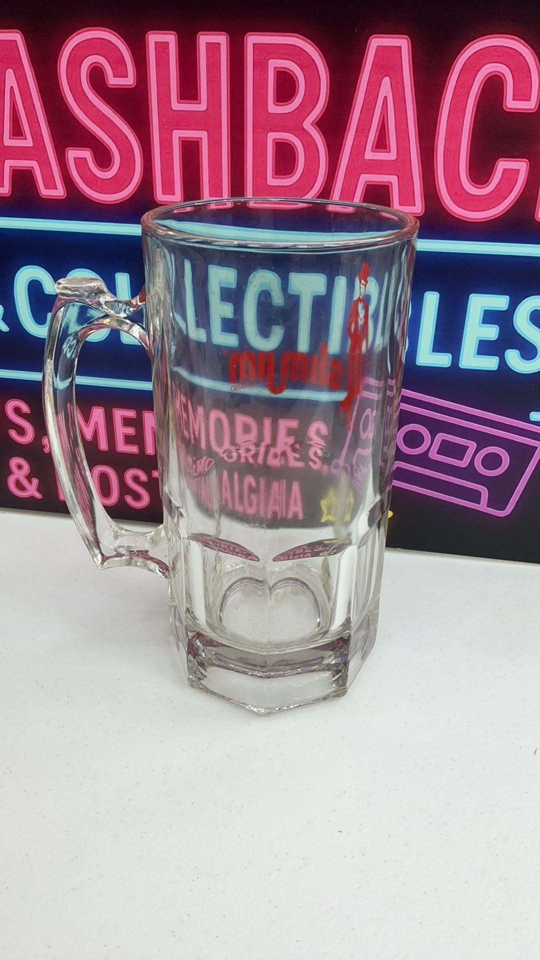 11C- Vintage Slim Jim 32 oz Quart Glass Beer Mug 70s