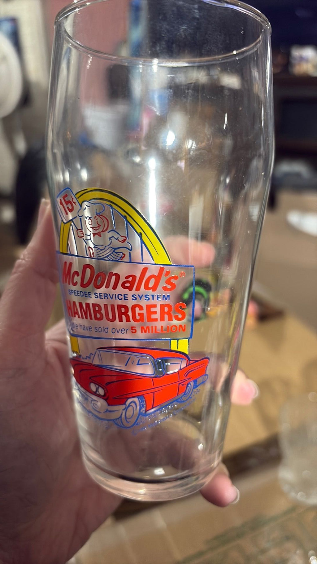 Vintage McDonald's Hamburgers Glass 1995 Retro Speedee Service Systems. 16 Oz
