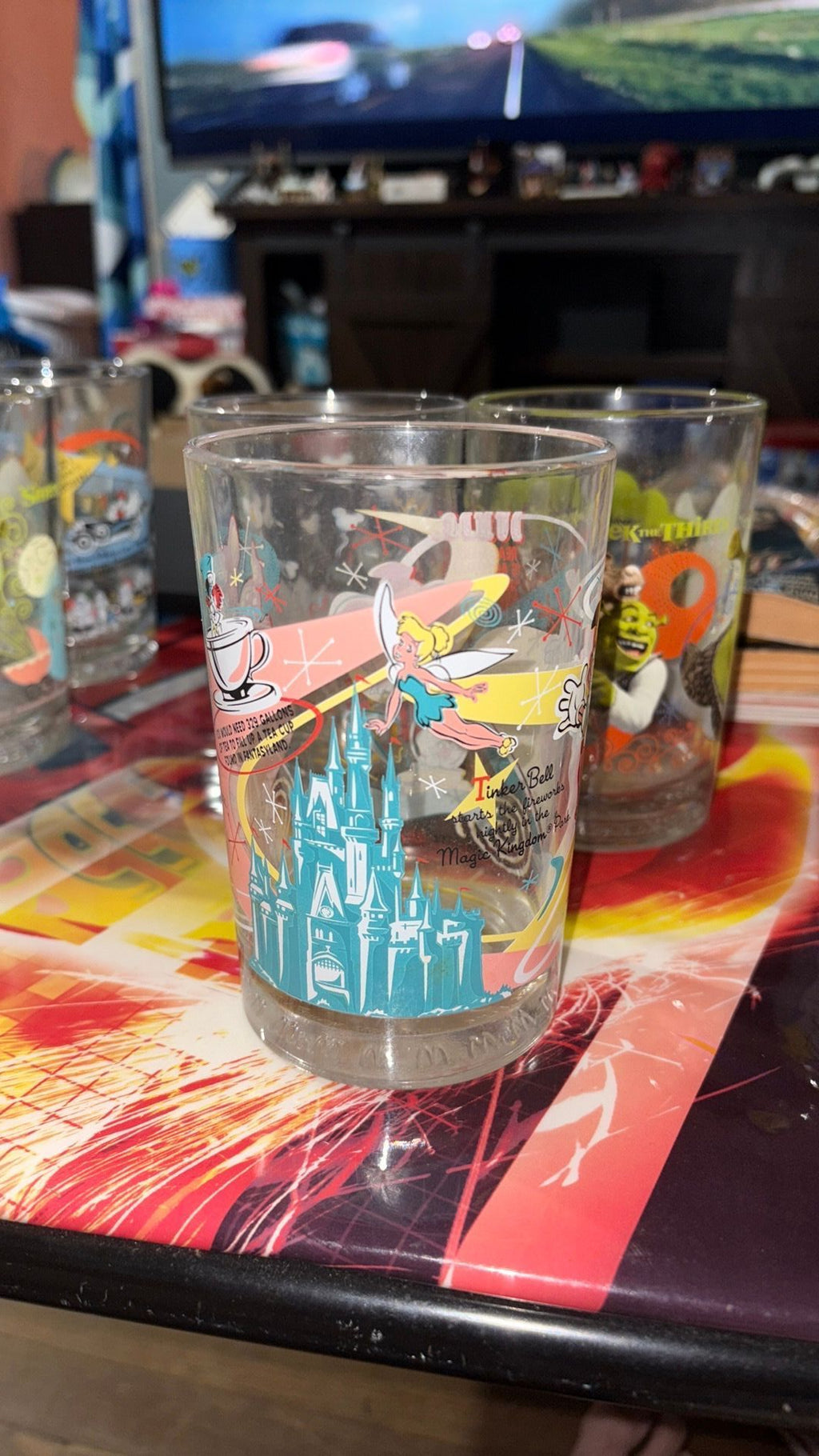 Walt Disney World ~ 100 Years Of Magic ~ McDonalds Glass ~ Pinocchio/Tinker Bell