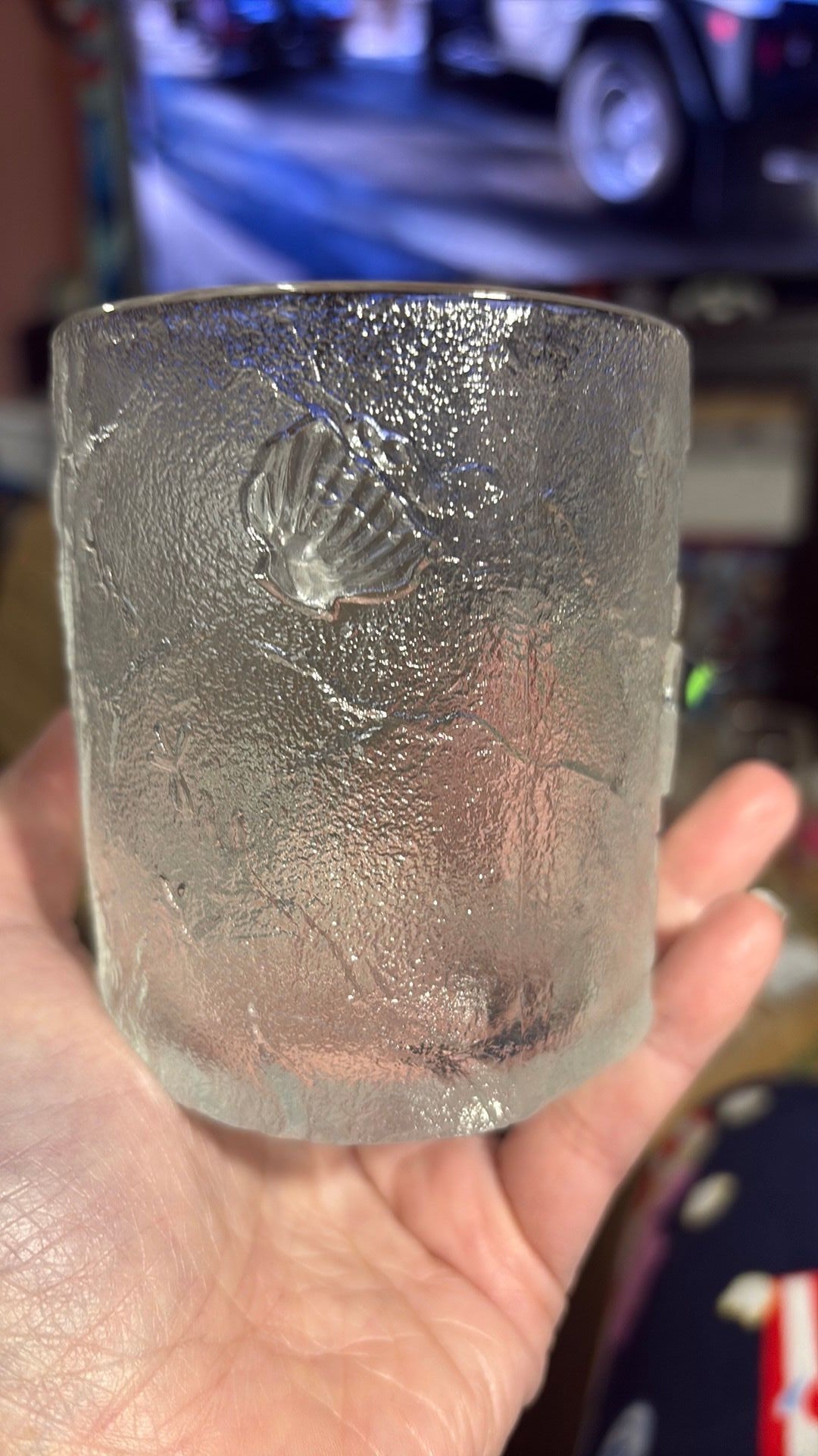McDonalds Flintstones Glass Mug Cup 1993 Clear Frosted Pre-Dawn RocDonalds - 3B